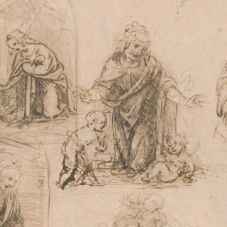 Leonardo da Vinci, schizzi della Vergine che adora il Cristo bambino, 1480-1485 (image courtesy of Open Access at The Met)